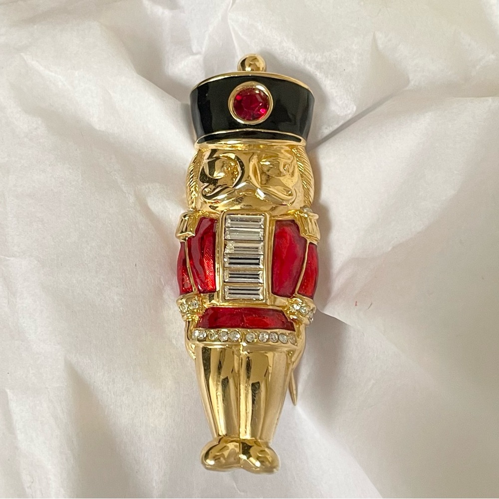 Nutcracker Christmas Holiday Brooch by Swarovski